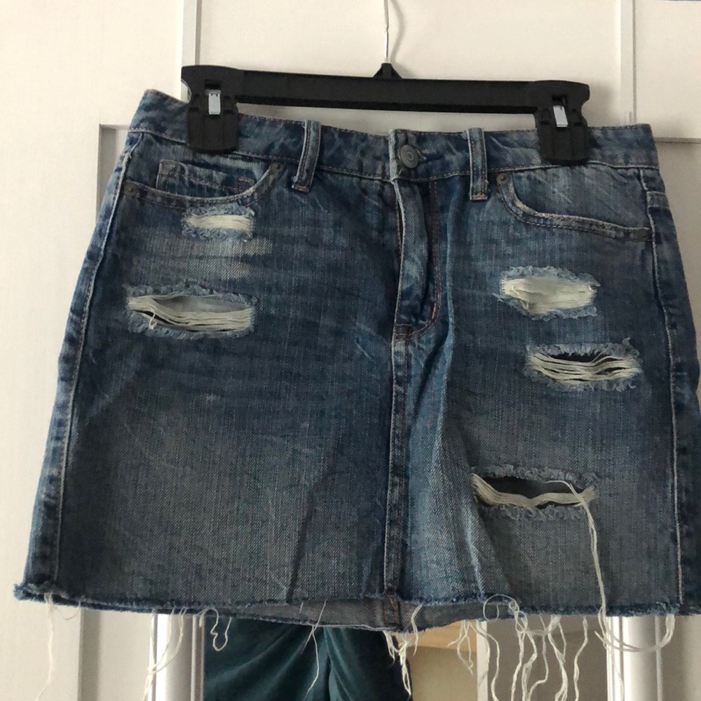 Aeropostale jean skirt! Short, with frayed edges!!